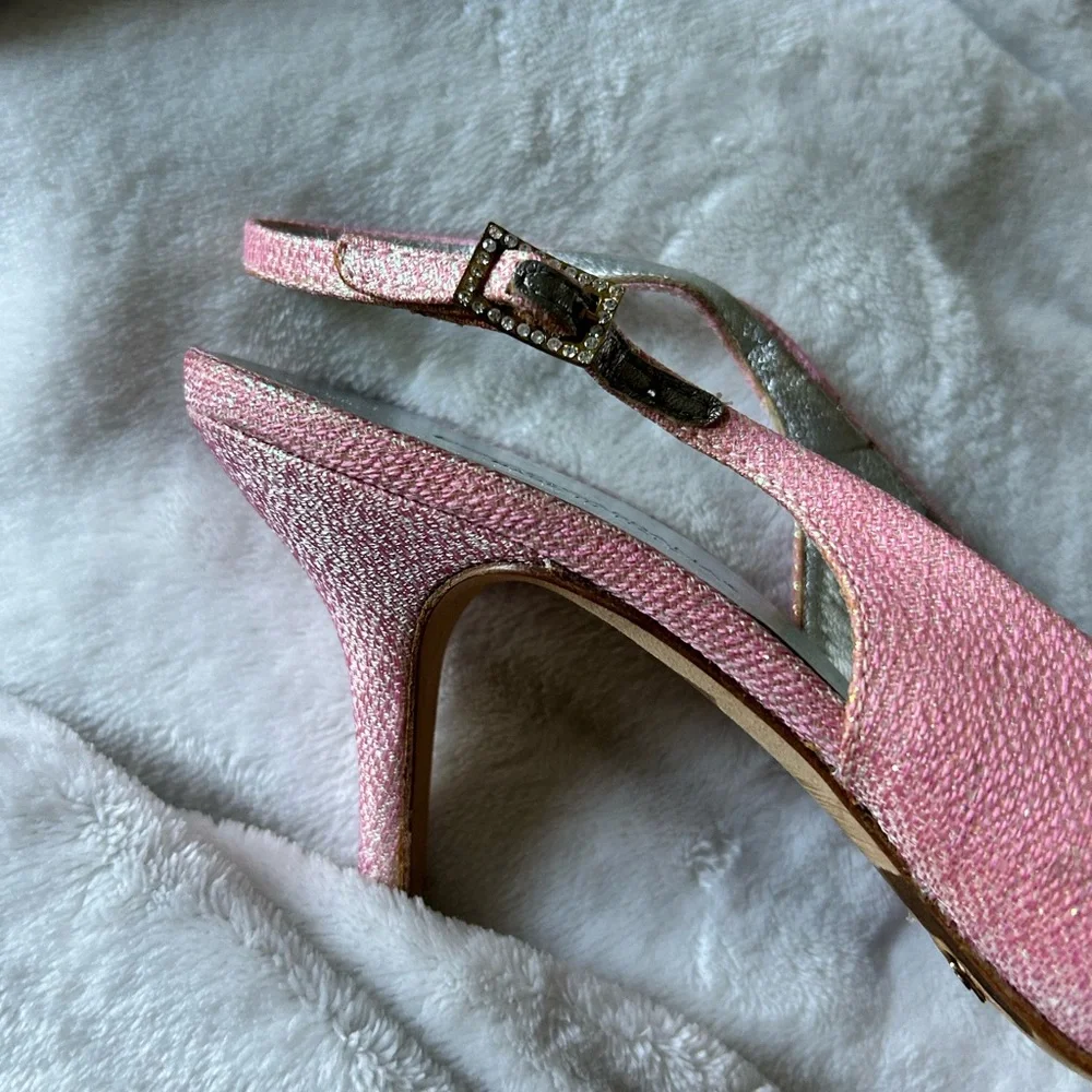 Dolce & Gabbana sling back Pink Glitter Heels - Picture 4 of 10